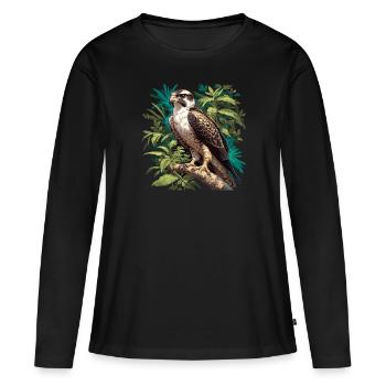 Faucon Faucon - T-shirt manches longues Premium bio Femme - noir - Devant - Julia (174cm)