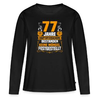 77 ans d’inspection générale 77e anniversaire - T-shirt manches longues Premium bio Femme - noir - Devant - Julia (174cm)