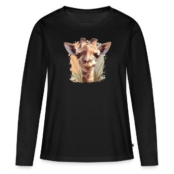 Giraffen Giraffe - Frauen Premium Bio Langarmshirt - Schwarz - Vorne - Julia (174cm)