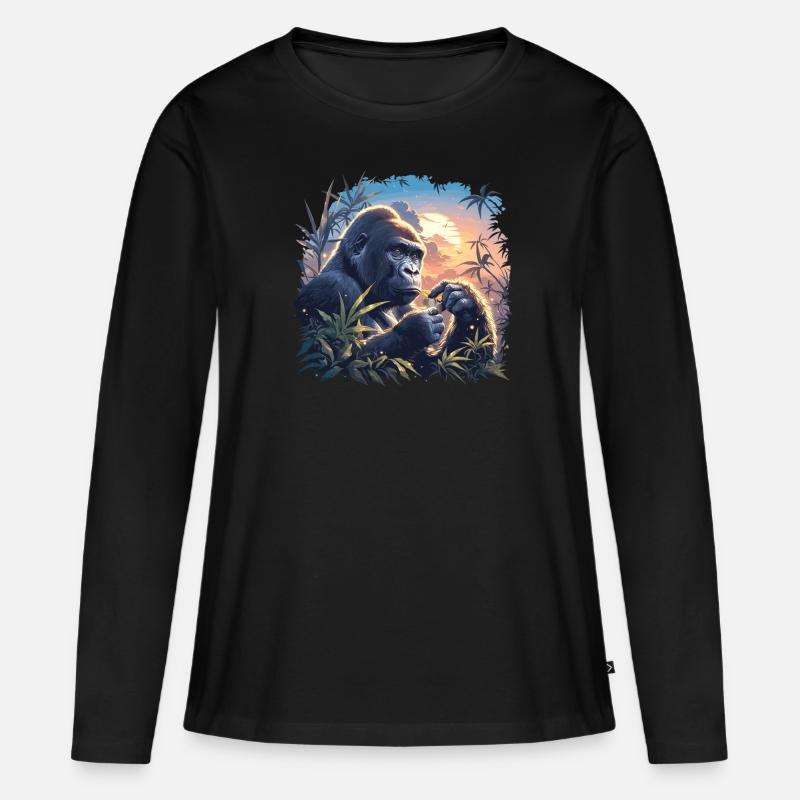 Gorillas Gorilla - Frauen Premium Bio Langarmshirt - Schwarz