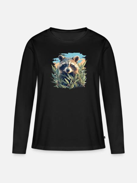 Waschbären Waschbär - Frauen Premium Bio Langarmshirt - Schwarz
