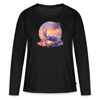 Crabe Crabe - T-shirt manches longues Premium bio Femme - noir - Devant - Julia (174cm)