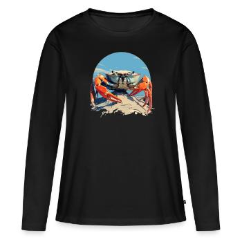Crabe Crabe - T-shirt manches longues Premium bio Femme - noir - Devant - Julia (174cm)