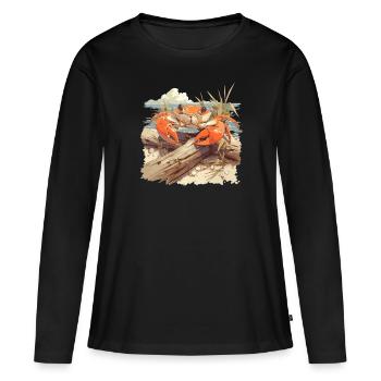Crabe Crabe - T-shirt manches longues Premium bio Femme - noir - Devant - Julia (174cm)
