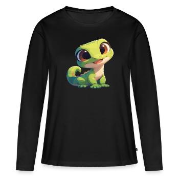 Geckos Gecko - T-shirt manches longues Premium bio Femme - noir - Devant - Julia (174cm)
