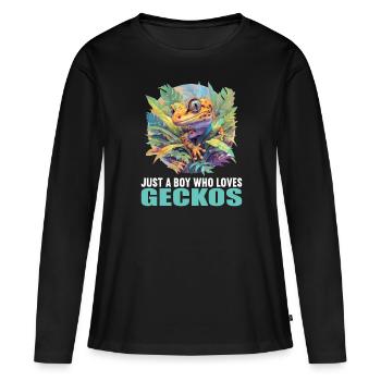 Geckos Geckos - T-shirt manches longues Premium bio Femme - noir - Devant - Julia (174cm)