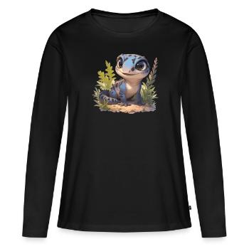 Geckos Geckos - T-shirt manches longues Premium bio Femme - noir - Devant - Julia (174cm)
