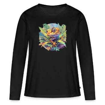 Geckos Geckos - T-shirt manches longues Premium bio Femme - noir - Devant - Julia (174cm)