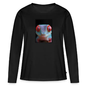 Geckos Geckos - T-shirt manches longues Premium bio Femme - noir - Devant - Julia (174cm)