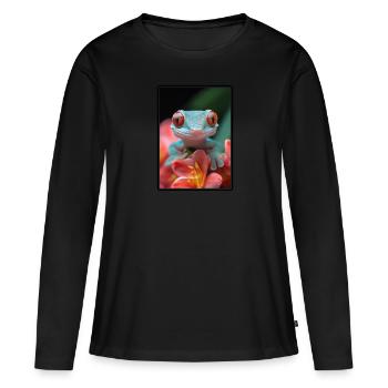 Geckos Geckos - T-shirt manches longues Premium bio Femme - noir - Devant - Julia (174cm)