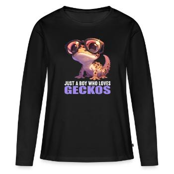 Geckos Geckos - T-shirt manches longues Premium bio Femme - noir - Devant - Julia (174cm)