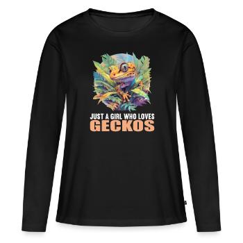 Geckos Geckos - T-shirt manches longues Premium bio Femme - noir - Devant - Julia (174cm)
