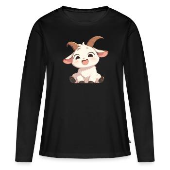 Ziegen Ziege - Frauen Premium Bio Langarmshirt - Schwarz - Vorne - Julia (174cm)