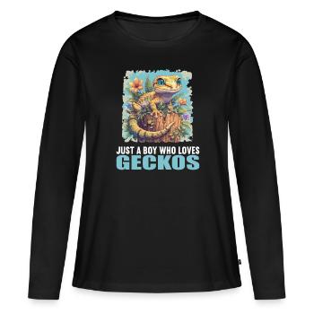 Geckos Geckos - T-shirt manches longues Premium bio Femme - noir - Devant - Julia (174cm)