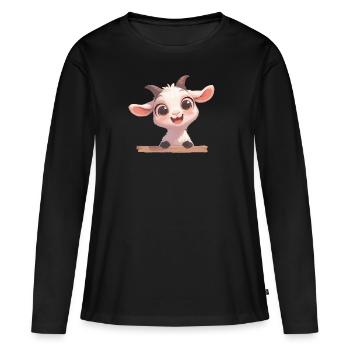 Ziegen Ziege - Frauen Premium Bio Langarmshirt - Schwarz - Vorne - Julia (174cm)