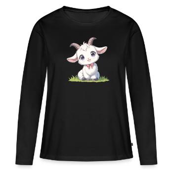 Ziegen Ziege - Frauen Premium Bio Langarmshirt - Schwarz - Vorne - Julia (174cm)