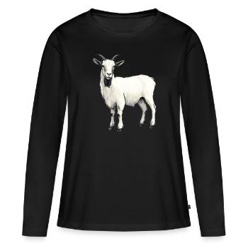 Ziegen Ziege - Frauen Premium Bio Langarmshirt - Schwarz - Vorne - Julia (174cm)