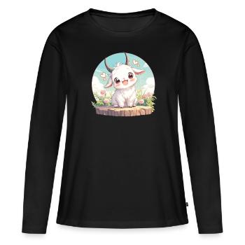 Ziegen Ziege - Frauen Premium Bio Langarmshirt - Schwarz - Vorne - Julia (174cm)