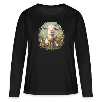 Ziegen Ziege - Frauen Premium Bio Langarmshirt - Schwarz - Vorne - Julia (174cm)
