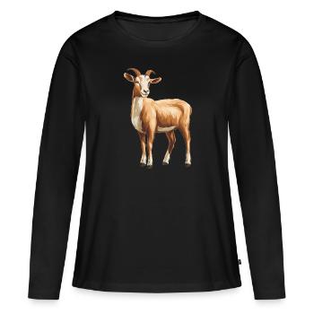 Ziegen Ziege - Frauen Premium Bio Langarmshirt - Schwarz - Vorne - Julia (174cm)