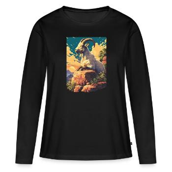 Ziegen Ziege - Frauen Premium Bio Langarmshirt - Schwarz - Vorne - Julia (174cm)