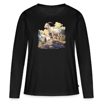 Ziegen Ziege - Frauen Premium Bio Langarmshirt - Schwarz - Vorne - Julia (174cm)