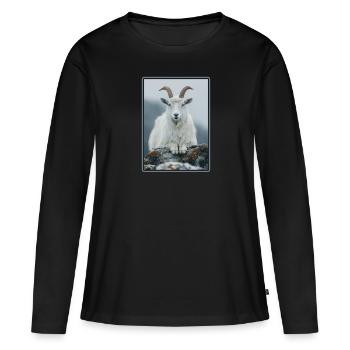 Ziegen Ziege - Frauen Premium Bio Langarmshirt - Schwarz - Vorne - Julia (174cm)