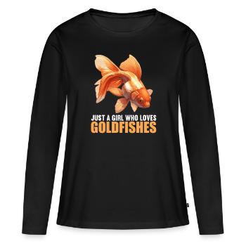 poisson rouge - T-shirt manches longues Premium bio Femme - noir - Devant - Julia (174cm)
