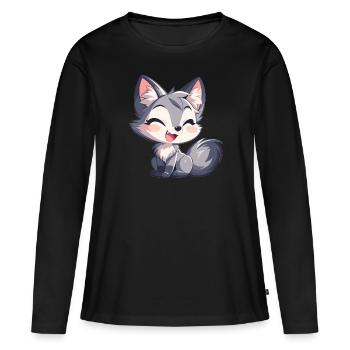 Renards gris Renard gris - T-shirt manches longues Premium bio Femme - noir - Devant - Julia (174cm)