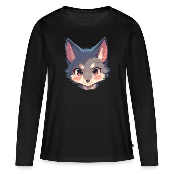 Renards gris Renard gris - T-shirt manches longues Premium bio Femme - noir - Devant - Julia (174cm)