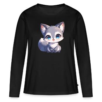 Renards gris Renard gris - T-shirt manches longues Premium bio Femme - noir - Devant - Julia (174cm)