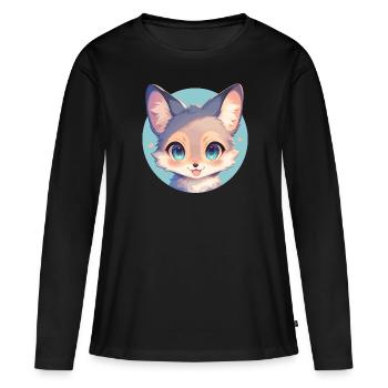 Renards gris Renard gris - T-shirt manches longues Premium bio Femme - noir - Devant - Julia (174cm)