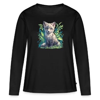Renards gris Renard gris - T-shirt manches longues Premium bio Femme - noir - Devant - Julia (174cm)