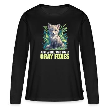 Renards gris Renard gris - T-shirt manches longues Premium bio Femme - noir - Devant - Julia (174cm)