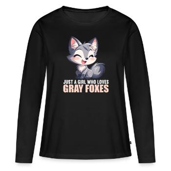 Renards gris Renard gris - T-shirt manches longues Premium bio Femme - noir - Devant - Julia (174cm)