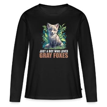 Renards gris Renard gris - T-shirt manches longues Premium bio Femme - noir - Devant - Julia (174cm)