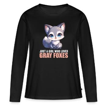 Renards gris Renard gris - T-shirt manches longues Premium bio Femme - noir - Devant - Julia (174cm)