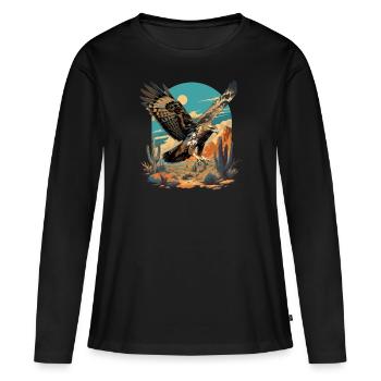 Faucon Faucon - T-shirt manches longues Premium bio Femme - noir - Devant - Julia (174cm)