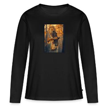 Faucon Faucon - T-shirt manches longues Premium bio Femme - noir - Devant - Julia (174cm)