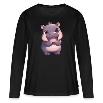 Hippopotame Hippopotame - T-shirt manches longues Premium bio Femme - noir - Devant - Julia (174cm)