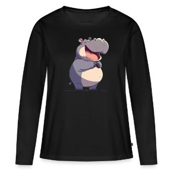 Hippopotame Hippopotame - T-shirt manches longues Premium bio Femme - noir - Devant - Julia (174cm)