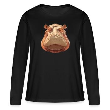 Hippopotame Hippopotame - T-shirt manches longues Premium bio Femme - noir - Devant - Julia (174cm)