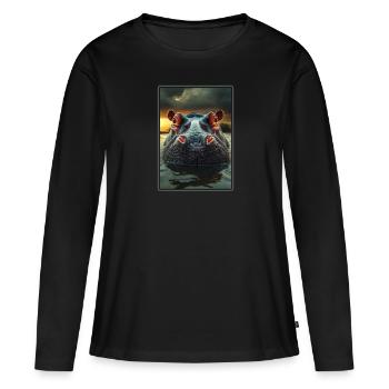 Hippopotame Hippopotame - T-shirt manches longues Premium bio Femme - noir - Devant - Julia (174cm)