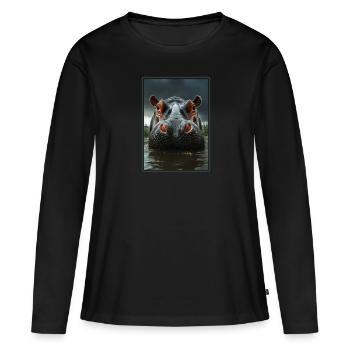 Hippopotame Hippopotame - T-shirt manches longues Premium bio Femme - noir - Devant - Julia (174cm)