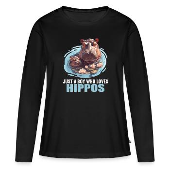 Hippopotame Hippopotame - T-shirt manches longues Premium bio Femme - noir - Devant - Julia (174cm)