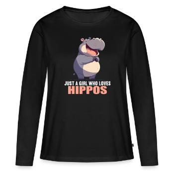 Hippopotame Hippopotame - T-shirt manches longues Premium bio Femme - noir - Devant - Julia (174cm)