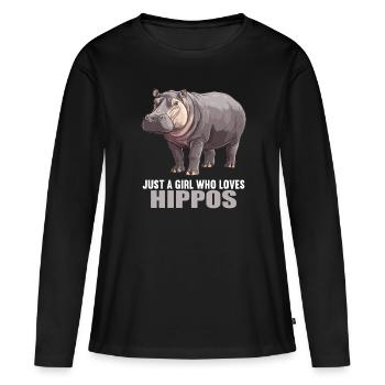 Hippopotame Hippopotame - T-shirt manches longues Premium bio Femme - noir - Devant - Julia (174cm)