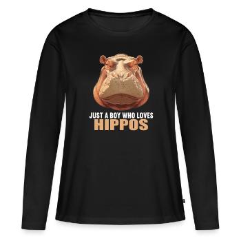 Hippopotame Hippopotame - T-shirt manches longues Premium bio Femme - noir - Devant - Julia (174cm)
