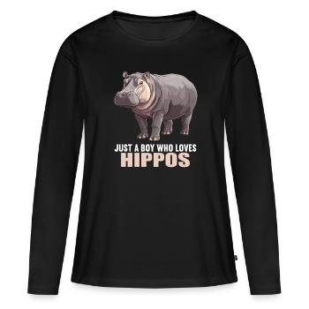 Hippopotame Hippopotame - T-shirt manches longues Premium bio Femme - noir - Devant - Julia (174cm)