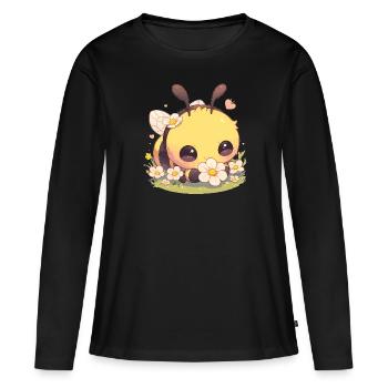 Bienen Biene - Frauen Premium Bio Langarmshirt - Schwarz - Vorne - Julia (174cm)